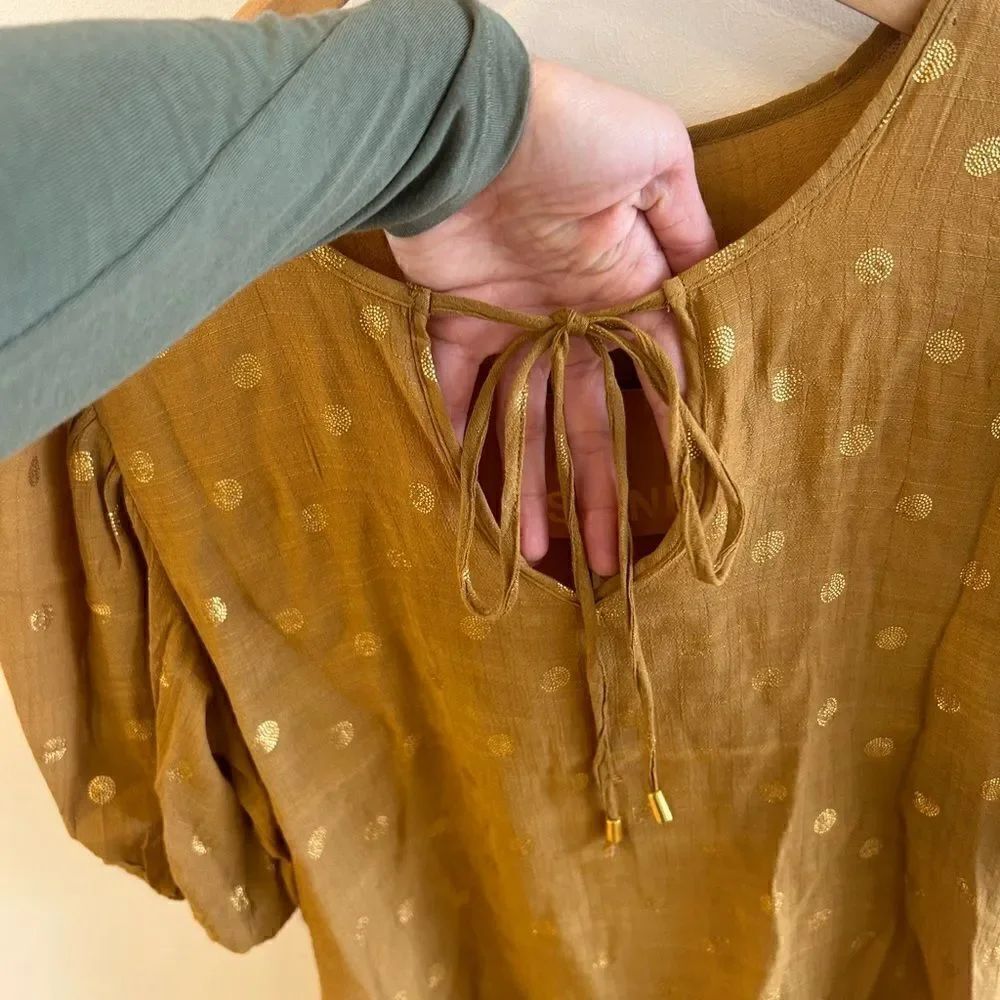 Harve Bernard Mustard Gold Dots Blouse - Picture 3 of 6